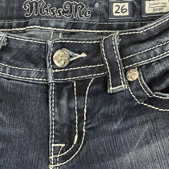 Miss Me Signature Boot Cut Women's Skinny Jeans Embellished Cross Pockets Sz 26 - Picture 5 of 8
